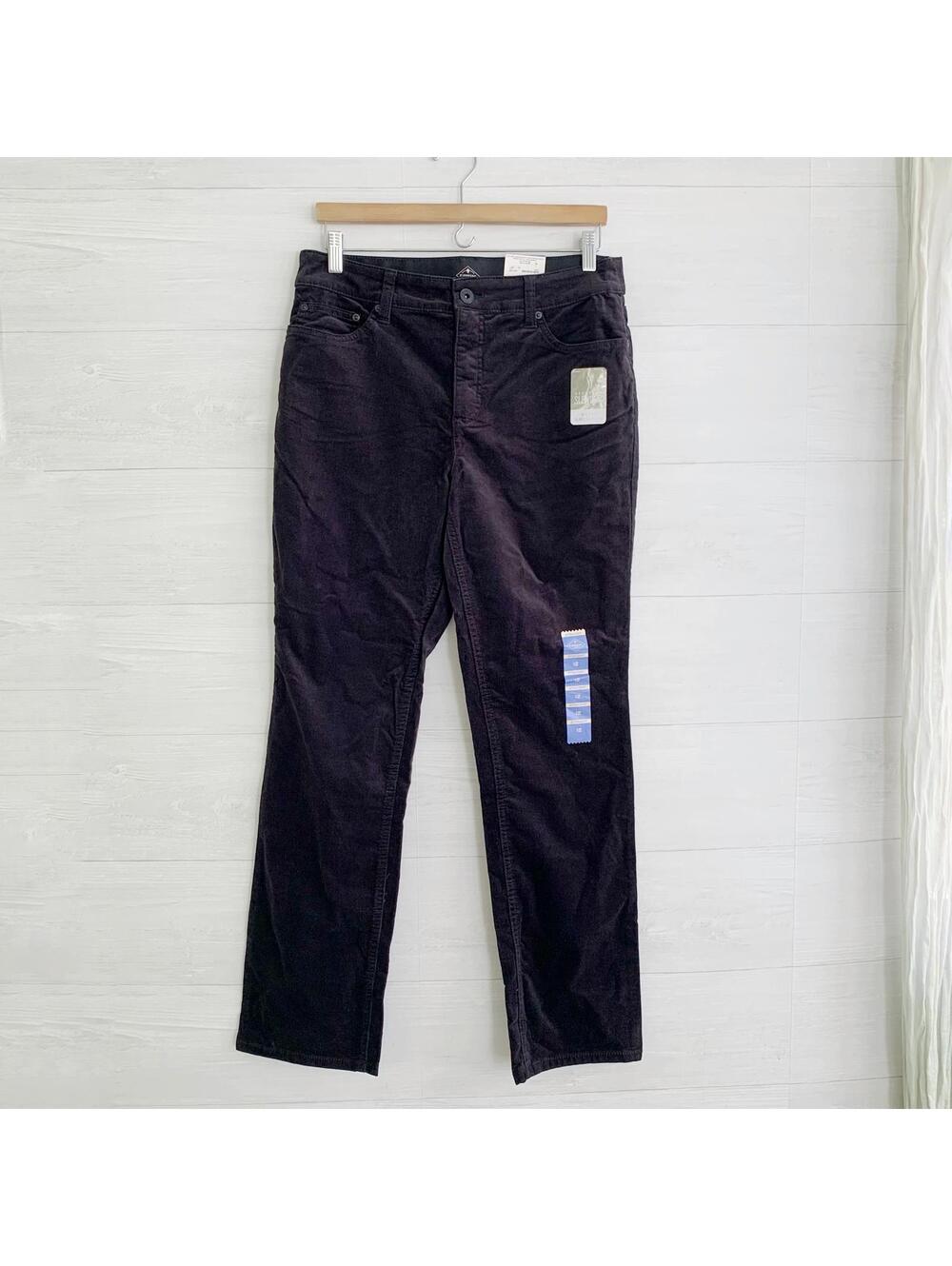 NWT St. John’s Bay Black Secretly Slender Mid-rise Straight corduroy pants, 12
